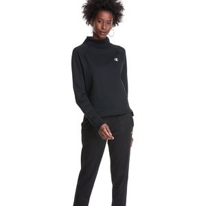 CHAMPION POWERBLEND FLEECE MOCK NECK, EMBROIDERED LOGO